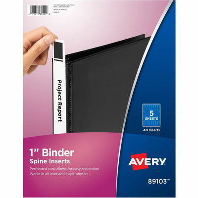 Avery Binder Spine Inserts, 1 Inch Binders, 40 Inserts ), Bright, White, 1" Length, 40 / Pack — view 1