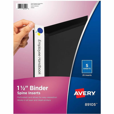 Avery Binder Spine Inserts, 1-1/2 Inch Binders, 25 Inserts ), Bright White, 1 1/2" Length, 25 / Pack — view 1