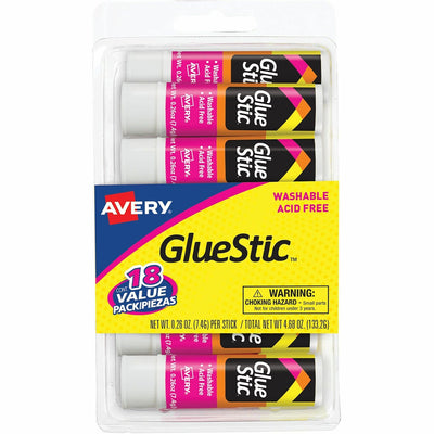 Avery Glue Stick, White, 18 / Pack, AVE98089