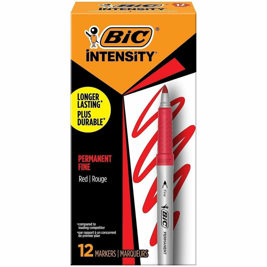 BIC Intensity Permanent Markers, Red, Quick-drying Ink, 1 Dozen, BICGPM11RD
