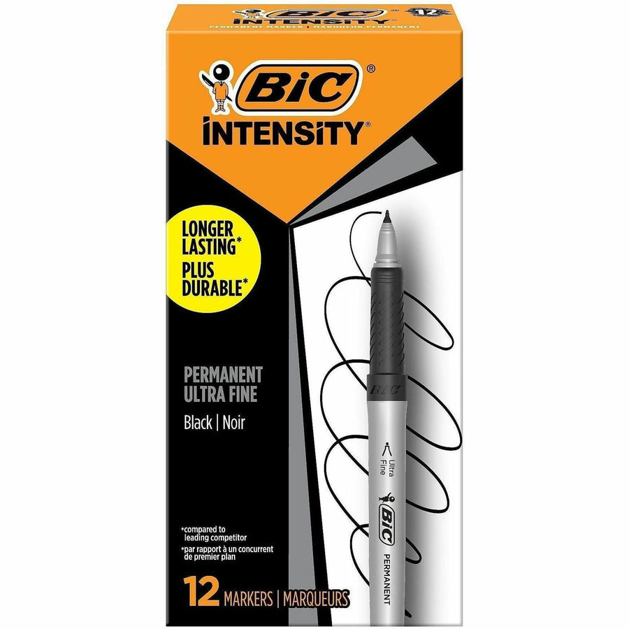 BIC Mark-it Ultra-Fine Point Permanent Marker, Black, Acid-free Ink, 1 Dozen, BICGPMU11BK
