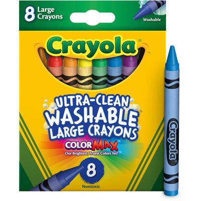 Crayola Kid's 8 Count Large Washable Crayons, Assorted, 8 / Box, CYO52-3280