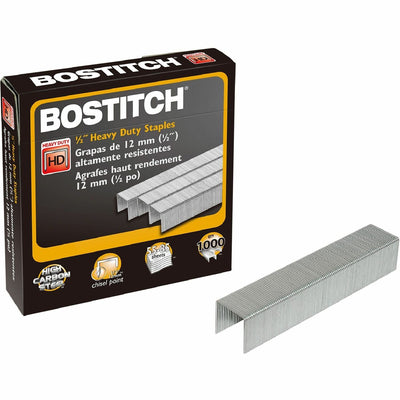 Amax Bostitch 1/2" Heavy Duty Chisel Point Staples 1000, Silver, 1000 / Box — view 1