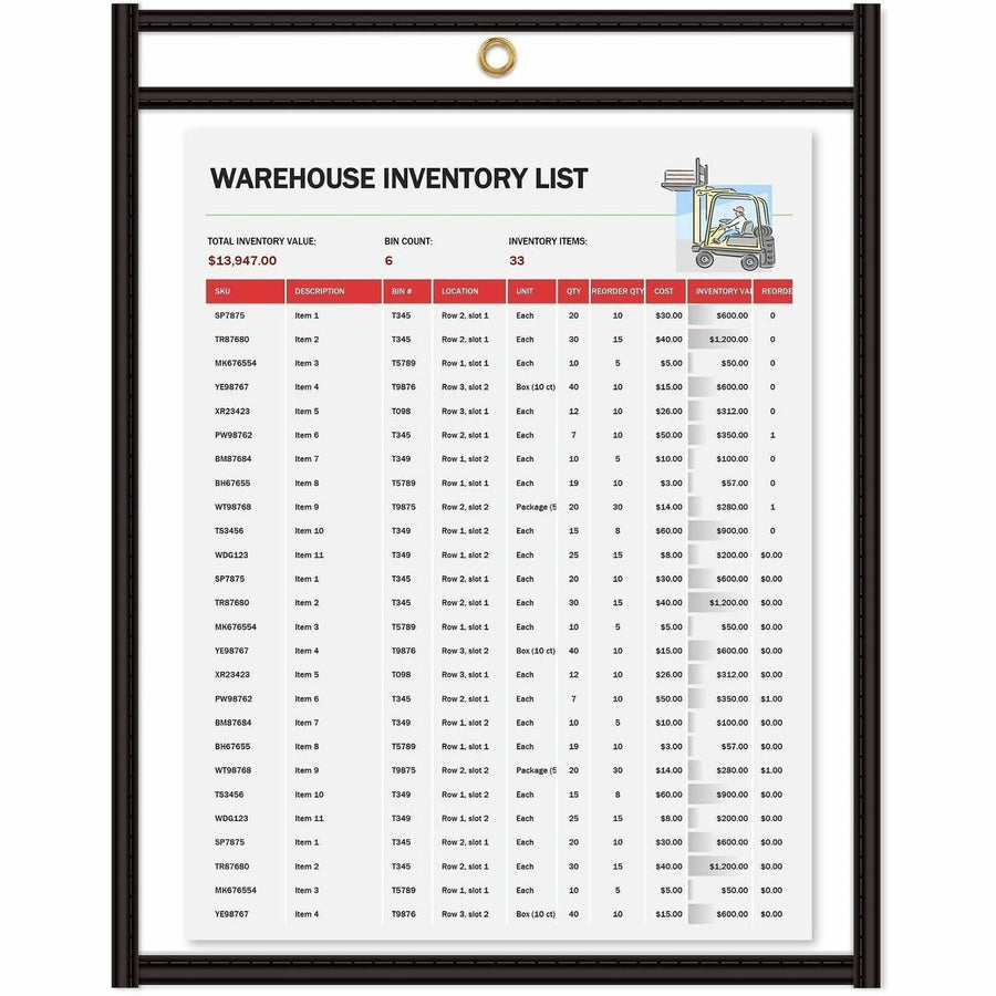 C-Line Stitched Vinyl Shop Ticket Holders, Clear, Heavyweight, 25 / Box, CLI46114