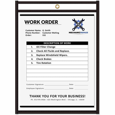 C-Line Stitched Vinyl Shop Ticket Holders, Clear, 25 / Box, CLI46912