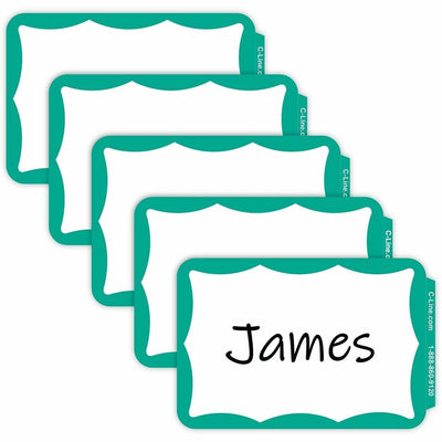 C-Line Self-adhesive Color Border Name Badges, Green, 100 / Box, CLI92263