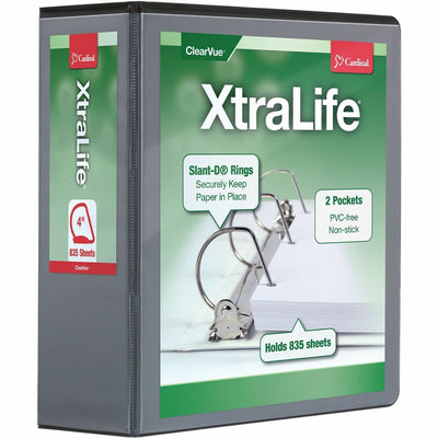 TOPS Cardinal Xtralife ClearVue Locking Slant-D Binder, Black, 8 1/2" Width x 11" Length, CRD26341