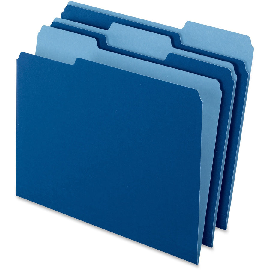 TOPS Pendaflex 1/3 Tab Cut Letter Recycled Top Tab File Folder, Navy Blue, 8 1/2" Width x 11" Length, 100 / Box — view 1