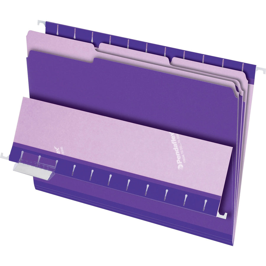 Pendaflex 1/3-cut Tab Color-coded Interior Folders, 8.5" Width x 11" Length, Violet, 100 / Box, PFX421013VIO
