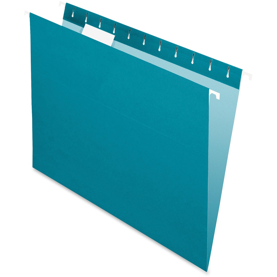 TOPS Pendaflex Essentials 1/5 Tab Cut Letter Recycled Hanging Folder, Teal, 8 1/2" Width x 11" Length, 25 / Box — view 1
