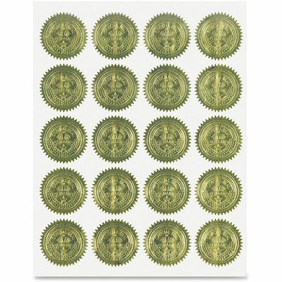 Geographics Gold Embossed Seals, Golden, 100 / Pack, GEO20014