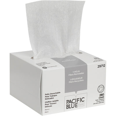 Georgia Pacific . Pacific Blue Basic AccuWipe Recycled Disposable Delicate Task Wipers, White, 280 / Box, GPC29712