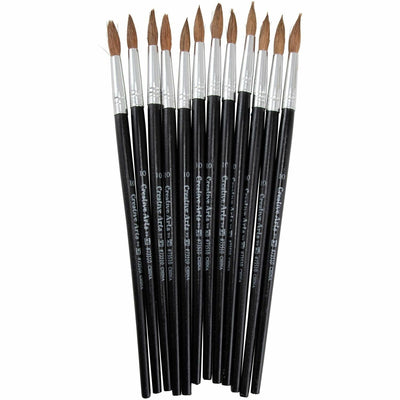Charles Leonard Round Camel Hair Paint Brushes, Black, 1 Dozen, LEO73510