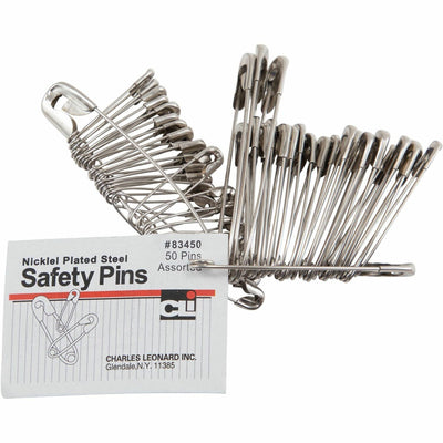 Charles Leonard Safety Pins, 50 / Pack, LEO83450