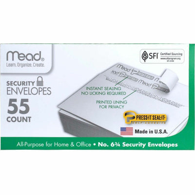 ACCO Mead Press-it No. 6 Security Envelopes, White, 1 Box, MEA75030