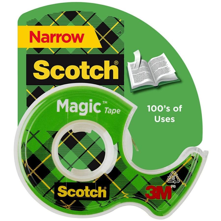 Scotch Dispensing Matte Finish Magic Tape, Clear, 0.50", 22.22 yd, 1", Writable Surface, 1 Roll, MMM119