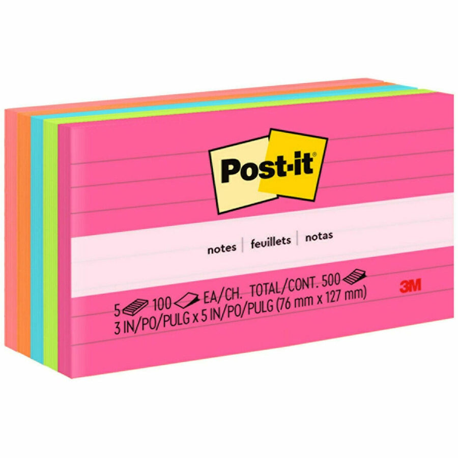 Post-it® Notes Original Lined Notepads - Poptimistic Color Collection, Guava, Paper, Repositionable, 1 / Pack, MMM635-5AN