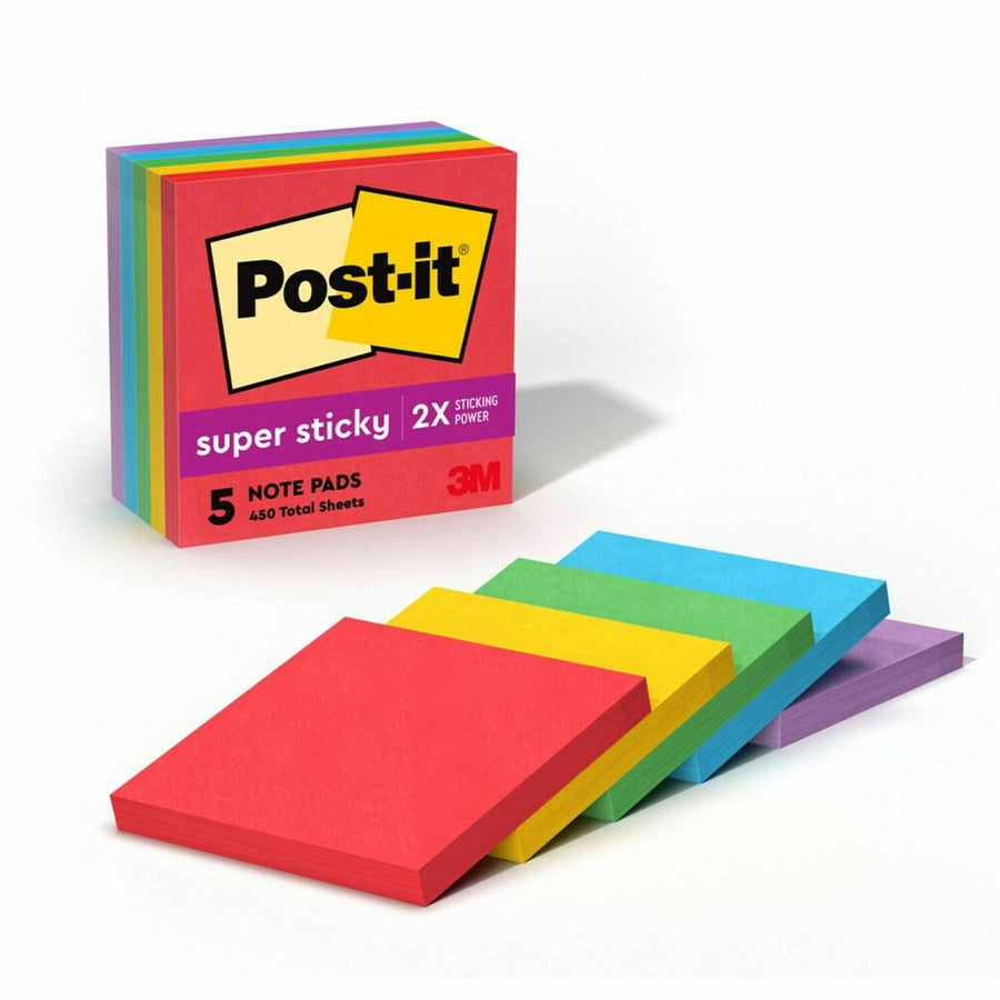 Post-it® Super Sticky Notes - Playful Primaries Color Collection, Iris Infusion, Paper, Self-adhesive, 5 / Pack, MMM6545SSAN