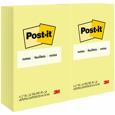 Post-it® Notes Original Notepads, Canary Yellow, Paper, Repositionable, 12 / Pack, MMM659YW