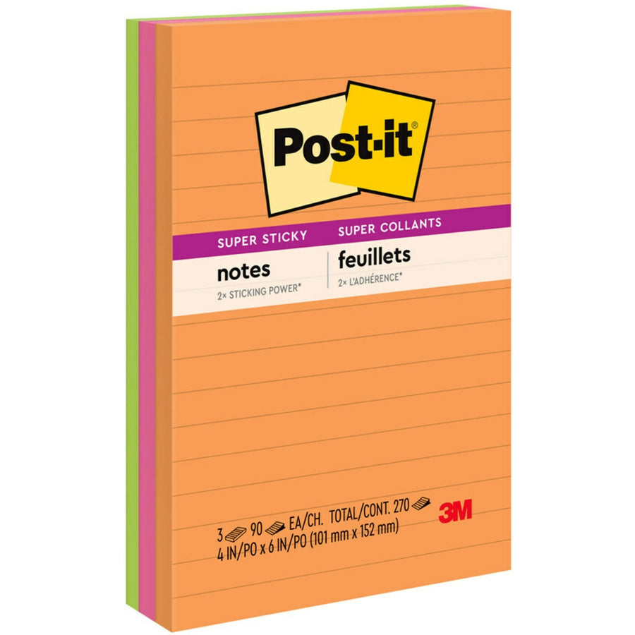 Post-it® Super Sticky Notes - Energy Boost Color Collection, Green, Paper, Recyclable, 1 / Pack, MMM660-3SSUC