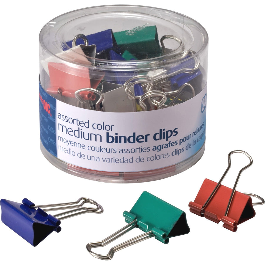 Officemate Binder Clips, Medium, Assorted, 24 / Pack, OIC31029