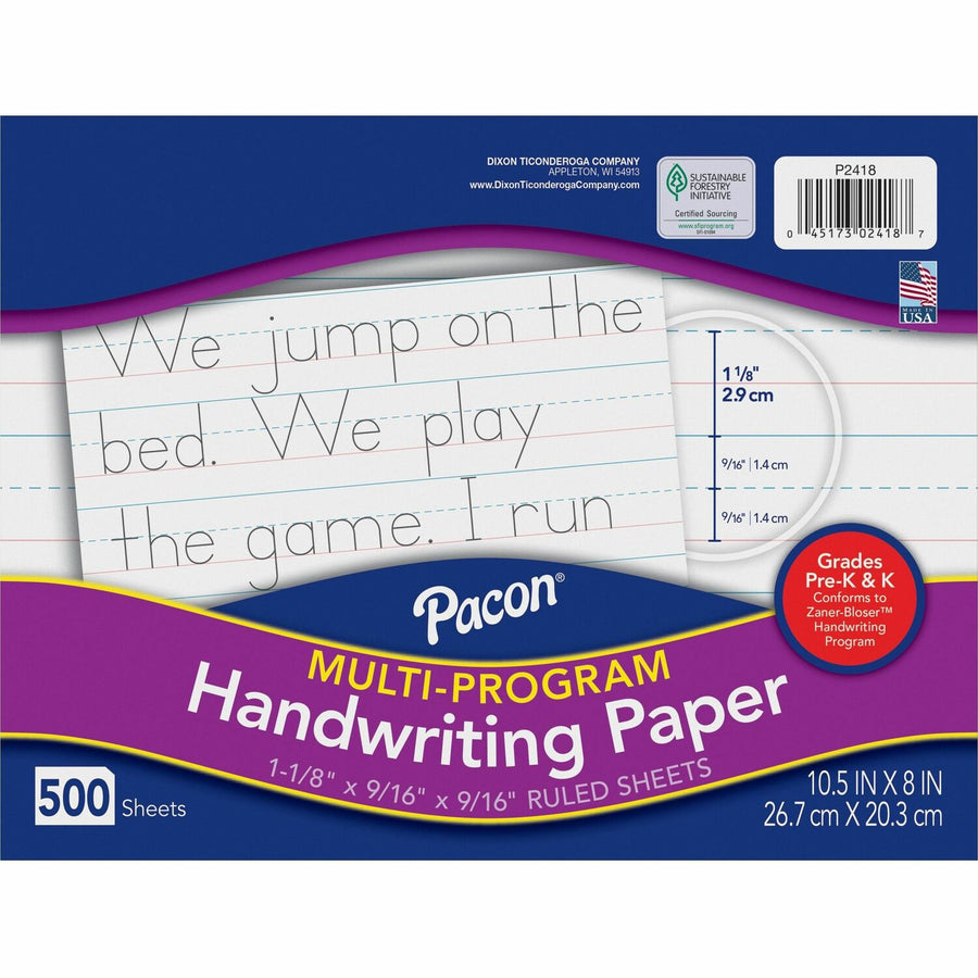 Pacon Multi-Program Handwriting Papers, 10.5" x 8", 500, 500 / Ream, PAC2418