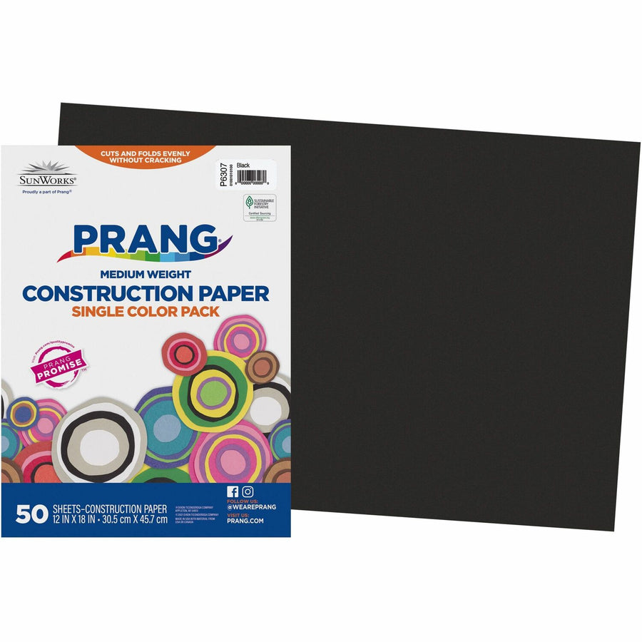 Prang Construction Paper, Black, 1 / Pack, PAC6307