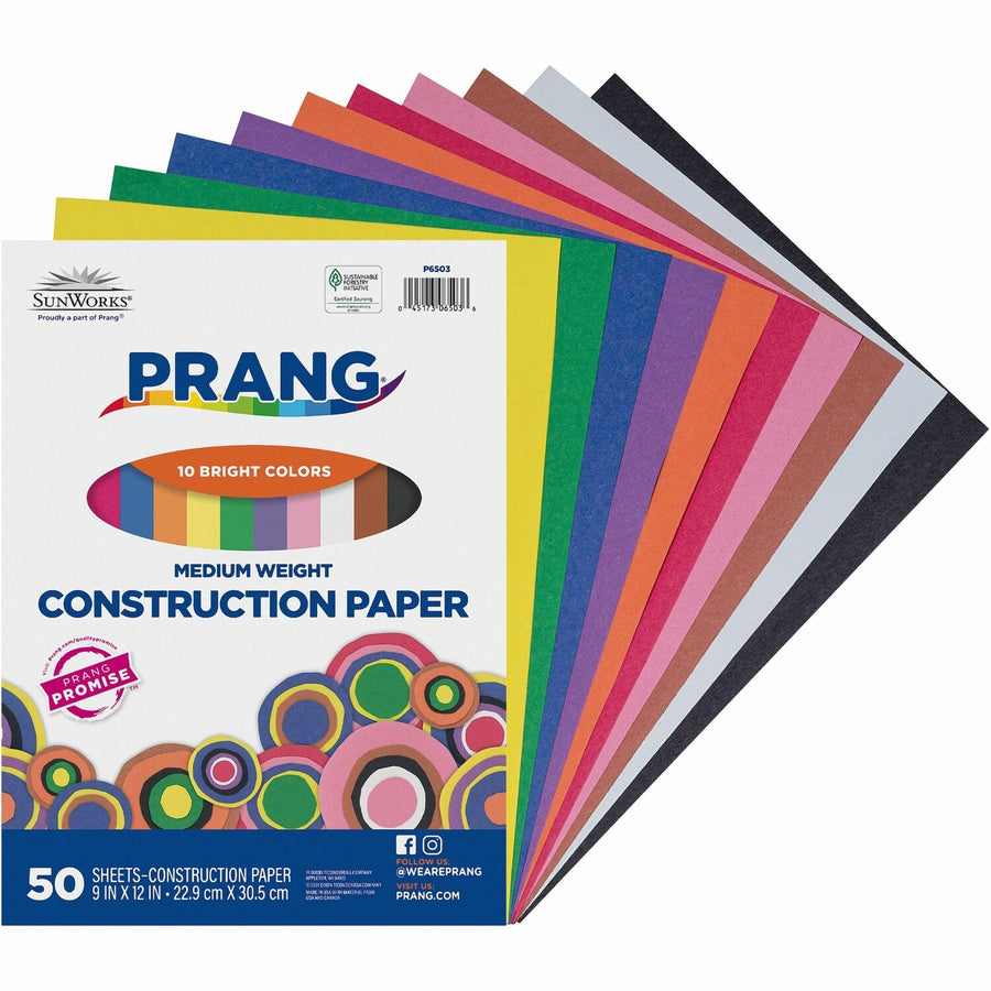 Prang Construction Paper, Assorted, Smooth Textured, 1 / Pack, PAC6503