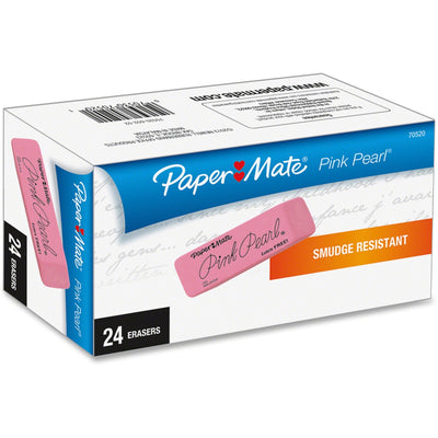 Paper Mate Pink Pearl Eraser, Rubber, Smudge-free, 24 / Box, PAP70520