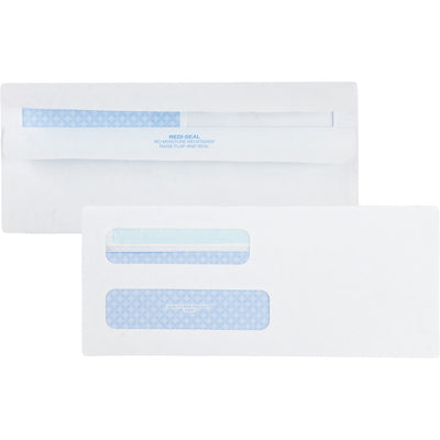Quality Park No. 8-5/8 Double Window Security Tint Envelopes with Redi-Seal Self-Seal, White, 500 / Box, QUA24539