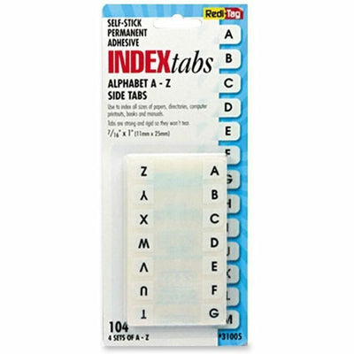 TOPS Redi-Tag Permanent Alphabetical Tab Indexes, White, 1 Pack, RTG31005
