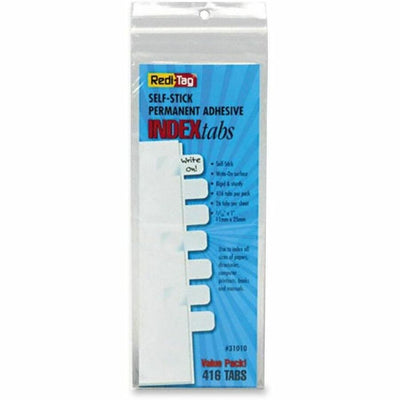 TOPS Redi-Tag Permanent Stick Write-On Index Tabs, White, 1 Pack, RTG31010