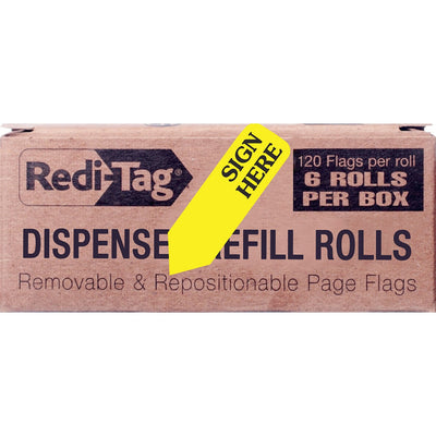 TOPS Redi-Tag Sign Here Arrow Flags Dispenser Refills, Yellow, 1 Box, RTG91001