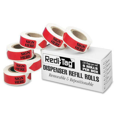 TOPS Redi-Tag Sign Here Arrow Flags Dispenser Refills, 6 / Box, RTG91002