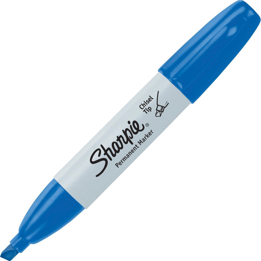 Sharpie Large Barrel Permanent Markers, Blue, Pocket Clip, 1 Dozen, SAN38203