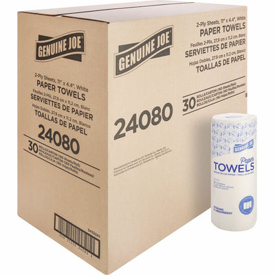 Genuine Joe Kitchen Roll Flexible Size Towels, White, 30 / Carton, GJO24080