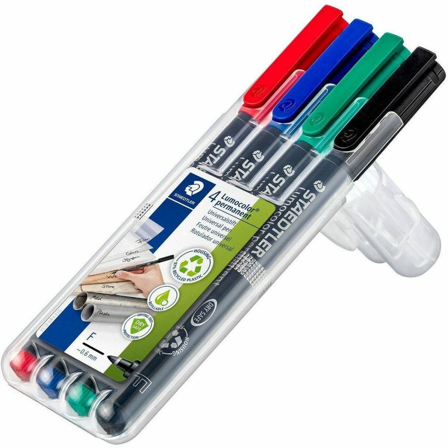 Lumocolor Permanent Pen 318, Black, Polypropylene, Eco-friendly, 4 / Set, STD318WP4