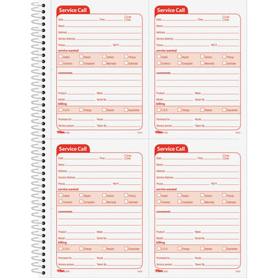 TOPS Service Call 2-part Spiral Message Slip Book, Canary, 8.25" Width x 11" Length, TOP4100