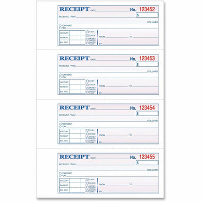 TOPS Money/Rent Receipt Book, 2.75" Width x 7.25" Length, TOP46806