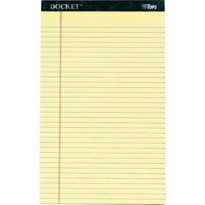 TOPS Docket Letr - Trim Legal Rule Canary Legal Pads - Legal, 8 1/2" x 14", 12 / Pack — view 1