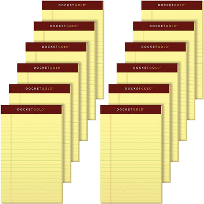 TOPS Docket Gold Jr. Legal Ruled Canary Legal Pads - Jr.Legal, 5" x 8", 12 / Pack, TOP63900