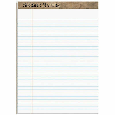 TOPS Second Nature Legal Rule Recycled Writing Pad, 8 1/2" x 11 3/4", 1 Dozen, TOP74880
