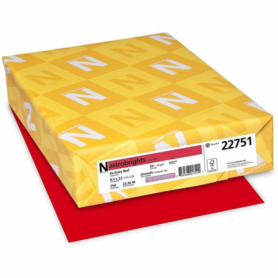 Astrobrights Color Card Stock - Re-Entry Red, 8.5" x 11", 65 lb, Heavyweight, 250 / Pack, WAU22751