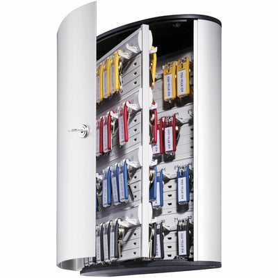 Durable Office 72-Key Brushed Aluminum Key Cabinet, Silver, DBL195523