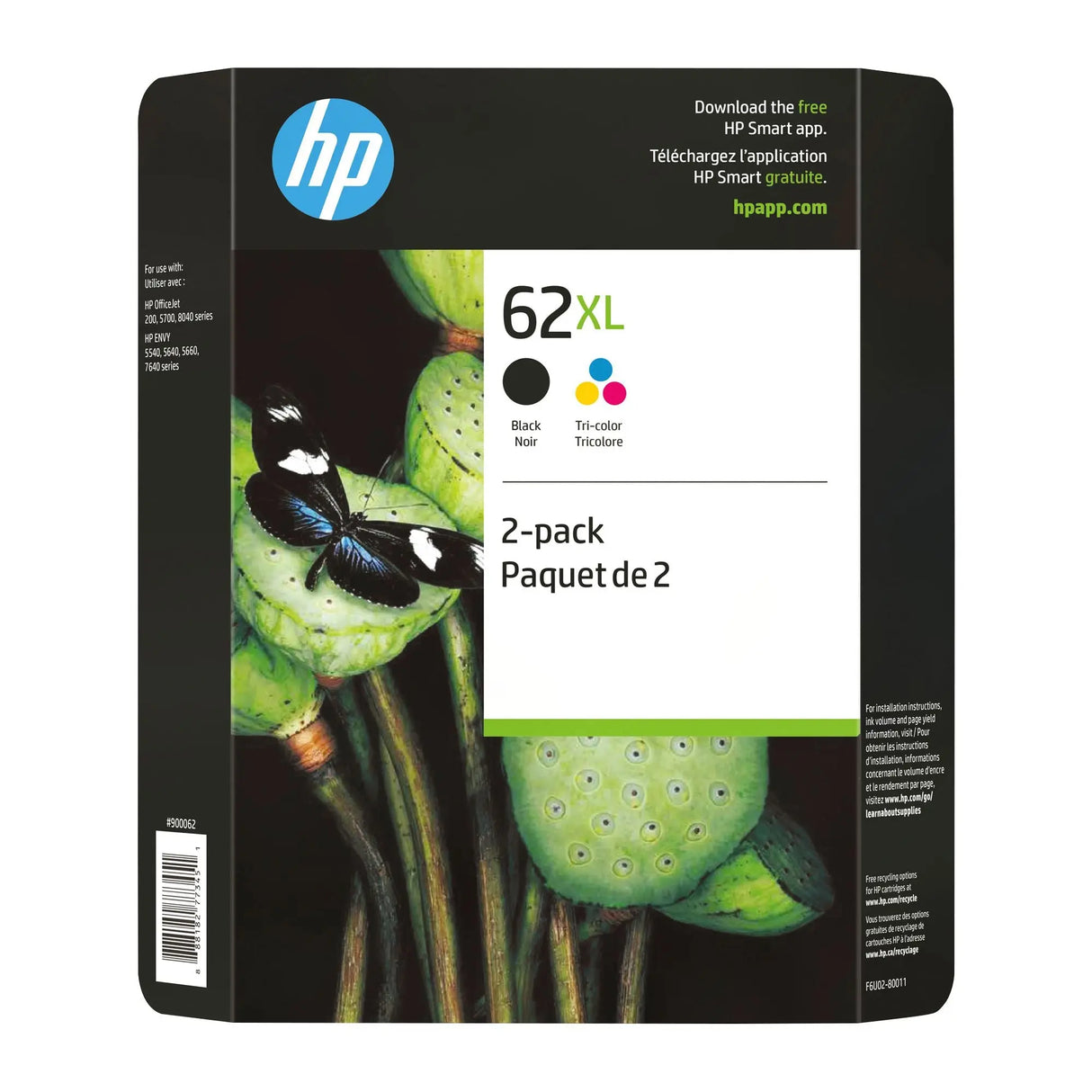 HP 62XL Ink Cartridges (2-Pack) | High-Yield Black & Tri-Color – Instant Ink Compatible HP