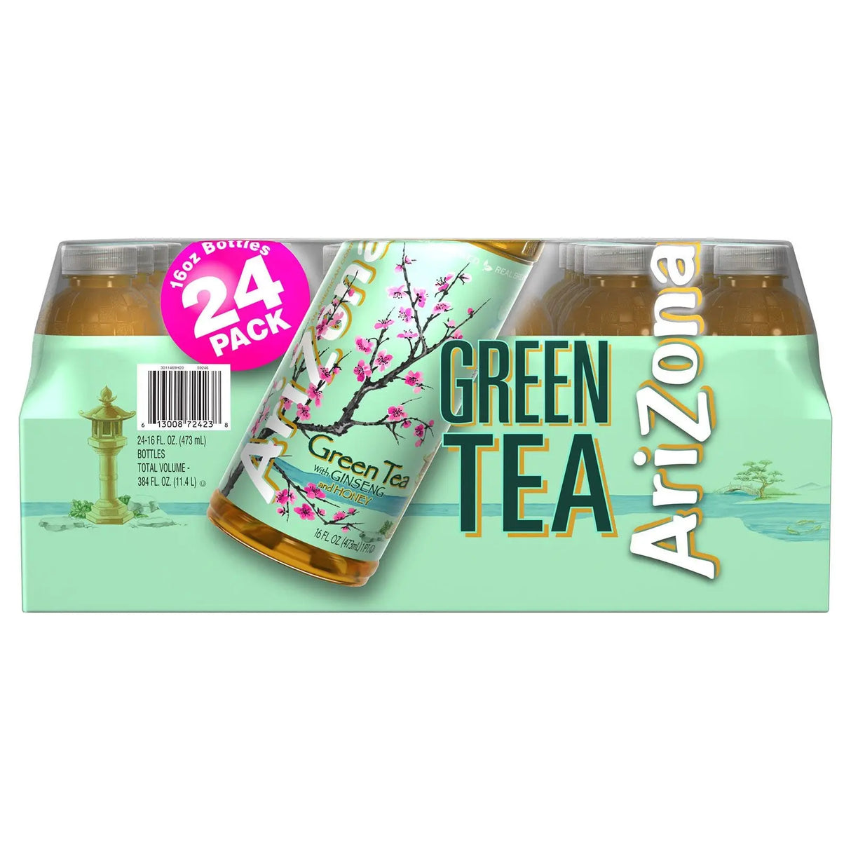 Arizona Green Tea with Ginseng & Honey (24-Pack, 16 oz Each) | Smooth, Energizing Brew Arizona