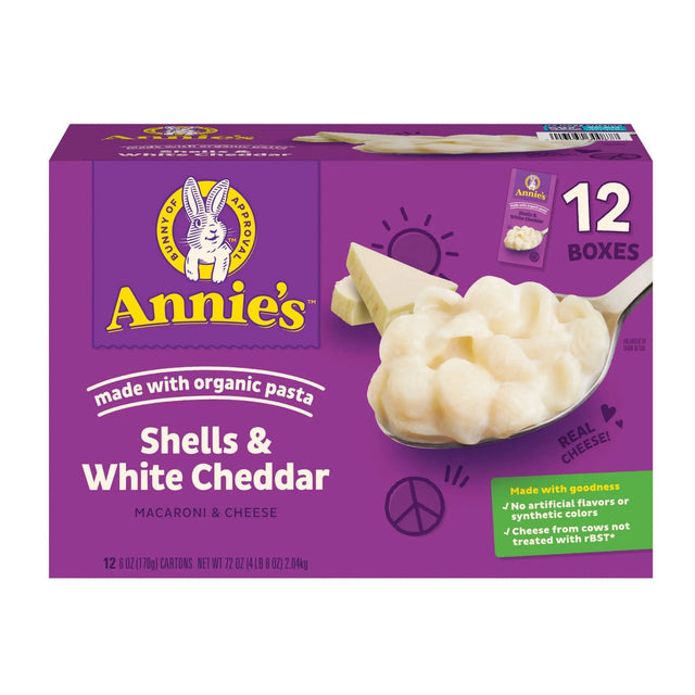 Annie's Shells & White Cheddar (12-Pack, 6 oz Each) | Organic Kid-Friendly Pasta Annie's