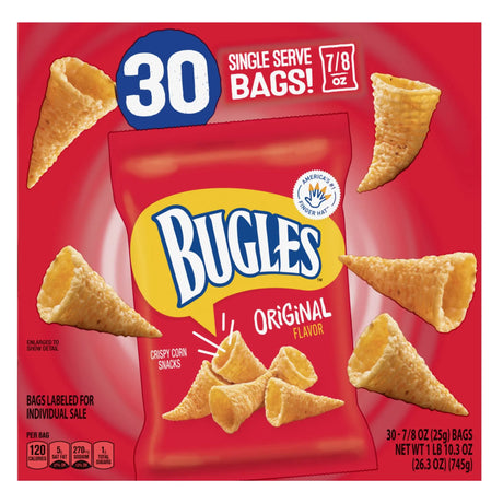 Bugles Original Corn Snacks (30-Pack) | Crunchy Corn Horns Bugles
