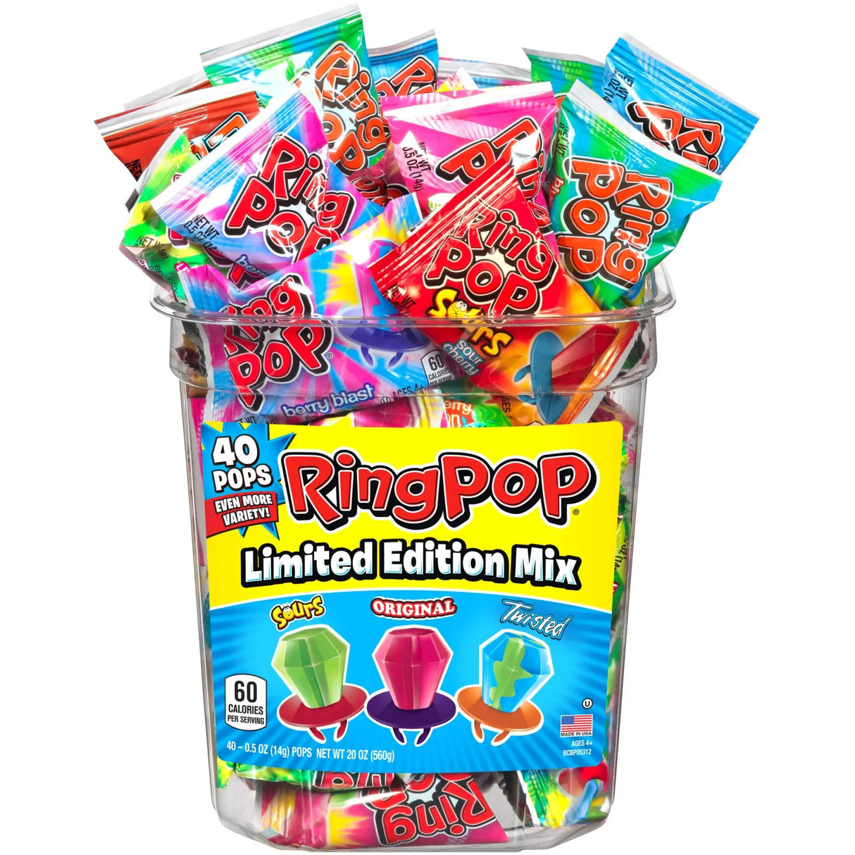 Ring Pops Lollipop Variety Box (40 ct.) | Fun, Wearable Candy Treats Bazooka
