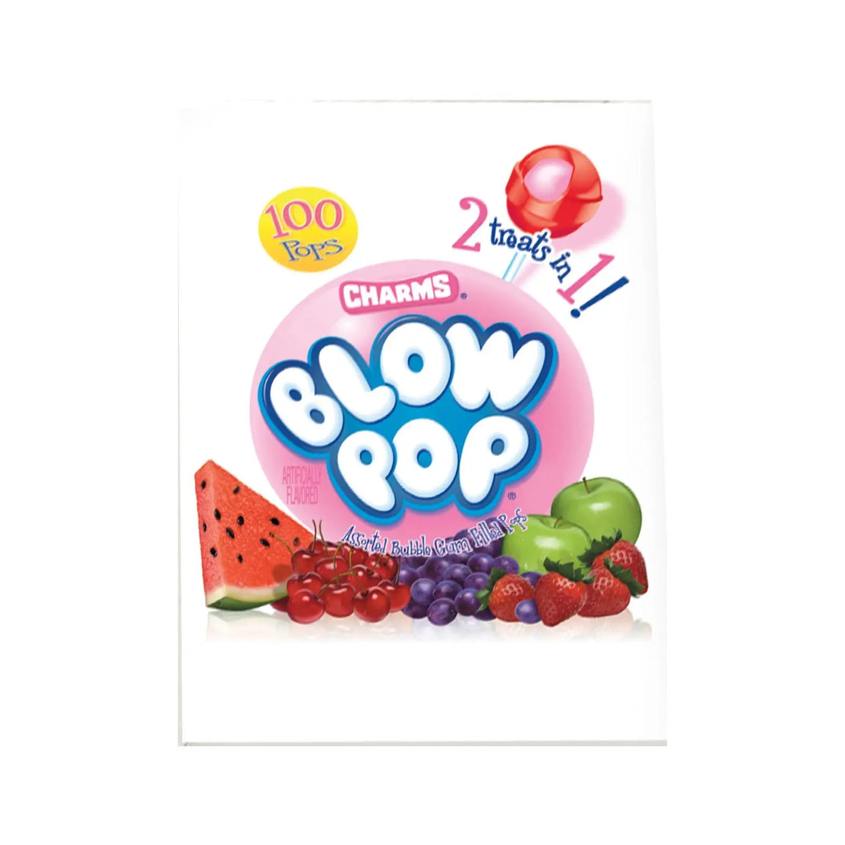 Charms Blow Pops Assorted Flavors (100-Count) | Bubble Gum-Filled Lollipops in a Variety Pack Charms